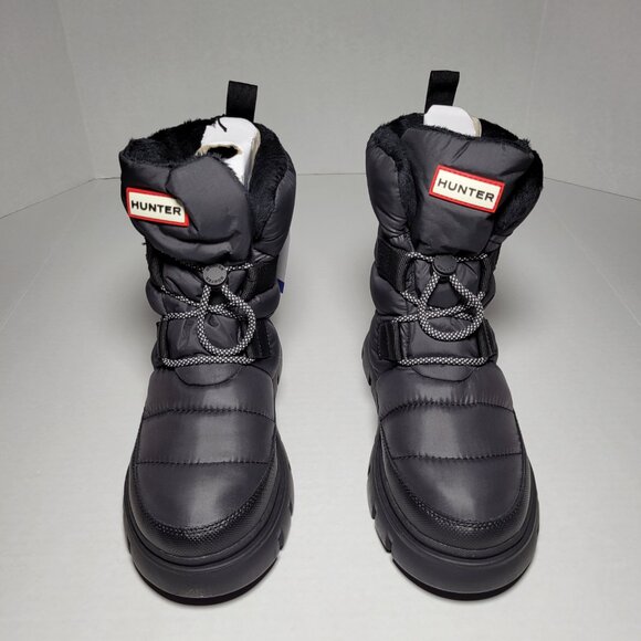 Hunter Women's Moon Lug Sole Insulated Waterproof Snow Booties in Black - Picture 3 of 10